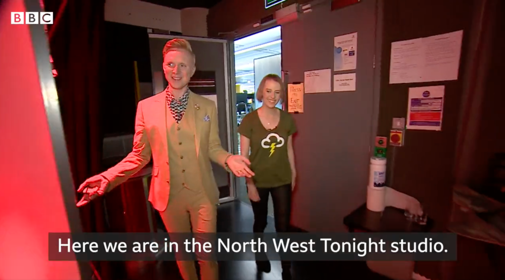 Owain Wyn Evans and Laura Nuttall on BBC North West Tonight