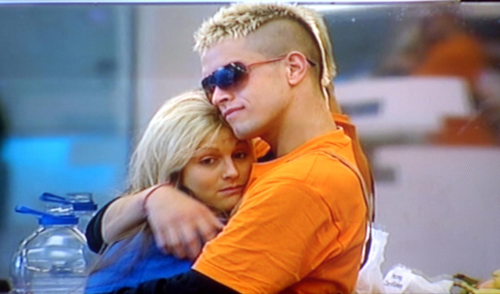 Pete Bennett hugs Nikki Grahame in Big Brother