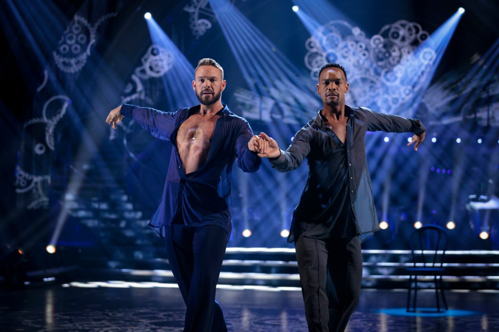 John Whaite and Johannes Radebe during the dress rehearsal for Saturday's live show of BBC1's Strictly Come Dancing.