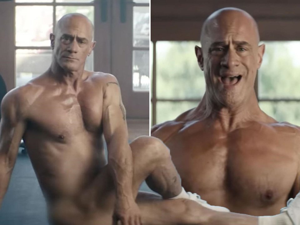 Christopher Meloni working ot with Peloton naked