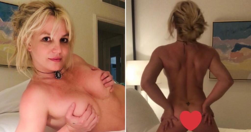 Britney Spears poses topless in London hotel room