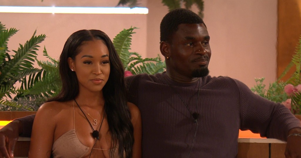 Editorial Use Only. No Merchandising. No Commercial Use. Mandatory Credit: Photo by ITV/REX/Shutterstock (13021180m) Summer Botwe and Dami Hope couple up. 'Love Island' TV show, Series 8, Episode 32, Majorca, Spain - 07 Jul 2022