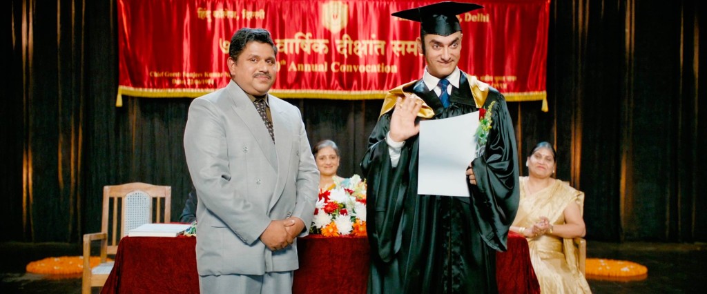 A screenshot from the film Laal Singh Chaddha featuring a young man at graduation.