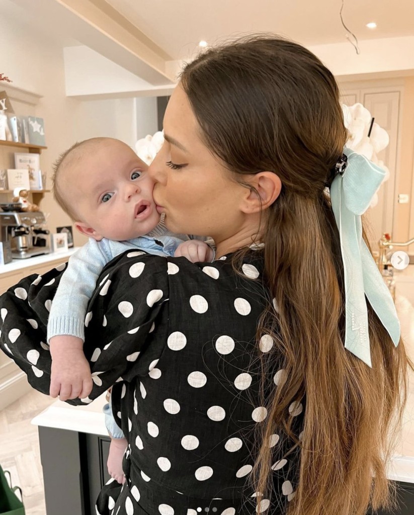 Louise Thompson with her baby son.