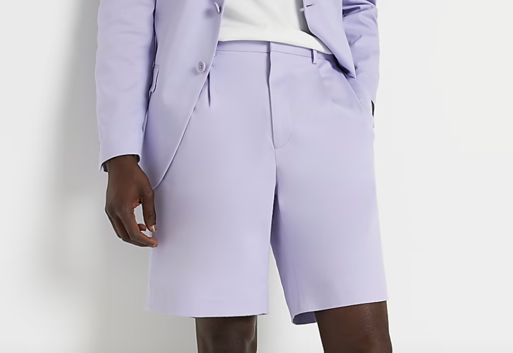 Purple Tapered Fit Unlined Suit Shorts