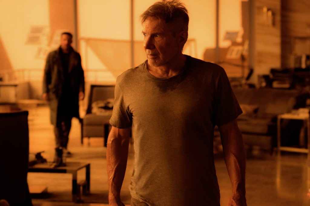 Harrison Ford (front) and Ryan Gosling (back) in Blade Runner 2049.