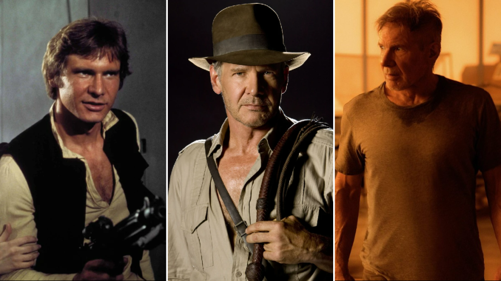 Harrison Ford as Han Solo, Indiana Jones, and Rick Deckard