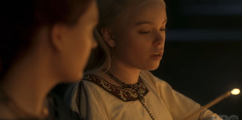 Alicent and Rhaenyra lighting candles in the trailer (Picture: HBO/Sky Atlantic)