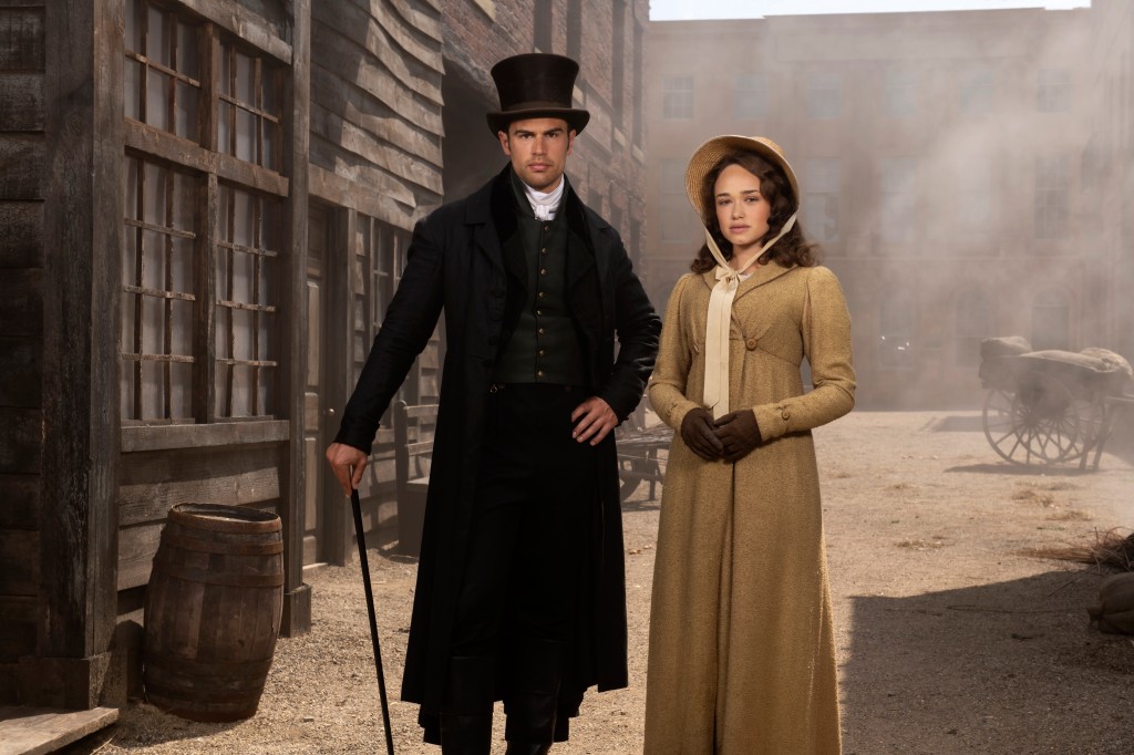 Theo James as Sidney Parker and Rose Williams as Charlotte Heywood in Sanditon Season two