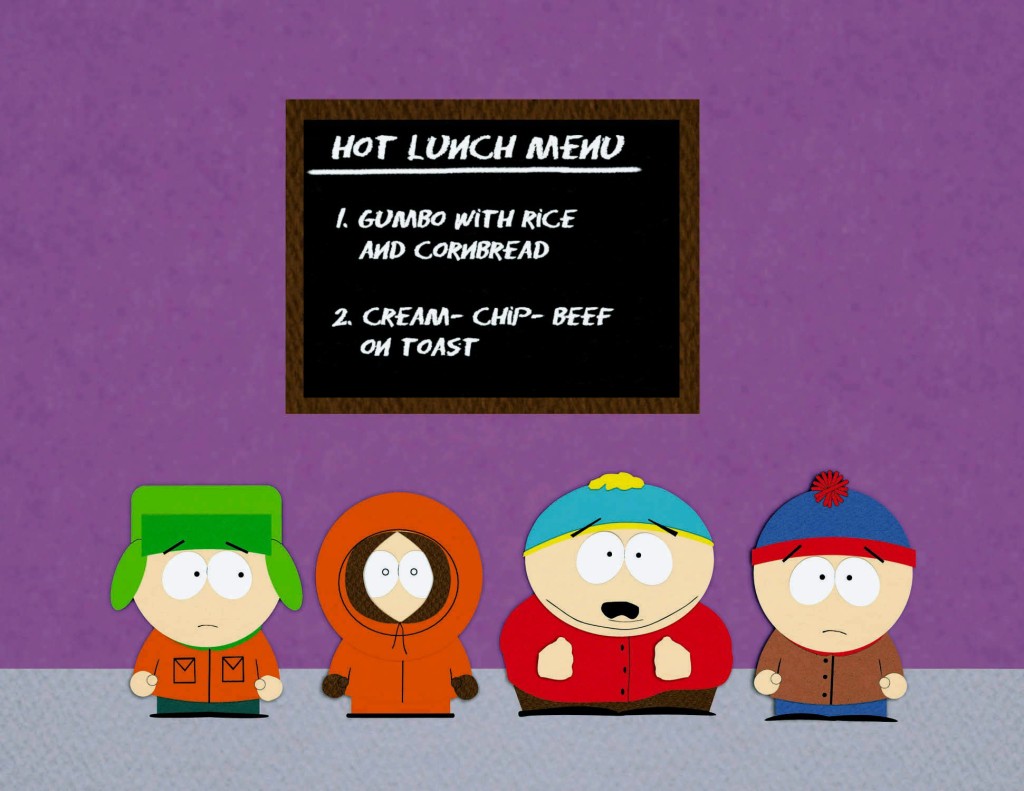 A still from the cartoon series South Park.