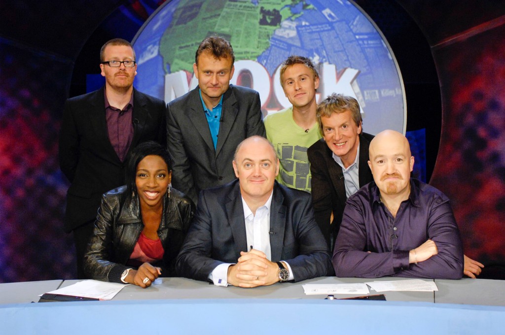 Television Programme: Mock The Week. (back row l-r) Frankie Boyle, Hugh Dennis, Russell Howard, Frank Skinner (front row l-r) Gina Yashere, Dara O'Briain, Andy Parsons.