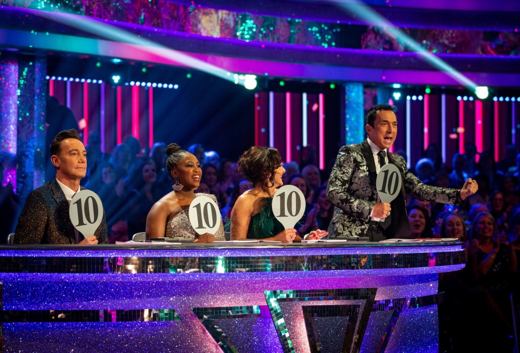 Craig Revel Horwood, Motsi Mabuse, Shirley Ballas and Bruno Tonioli during the live Strictly Come Dancing Final