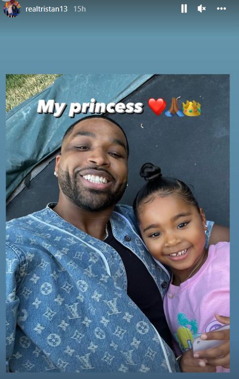 Tristan Thompson reunites with daughter True as he and Khloe expect second baby