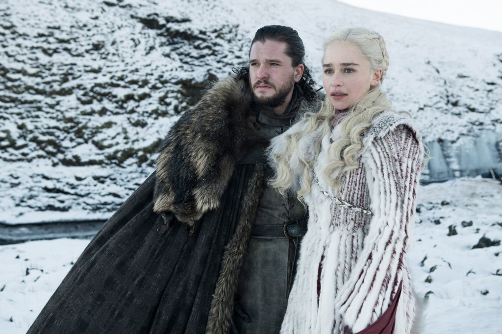 Kit Harington and Daenerys Targaryen in Game of Thrones