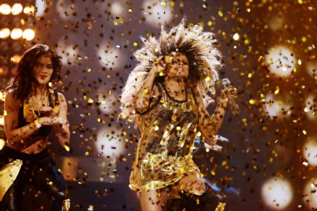 Fleur East performing on The X Factor