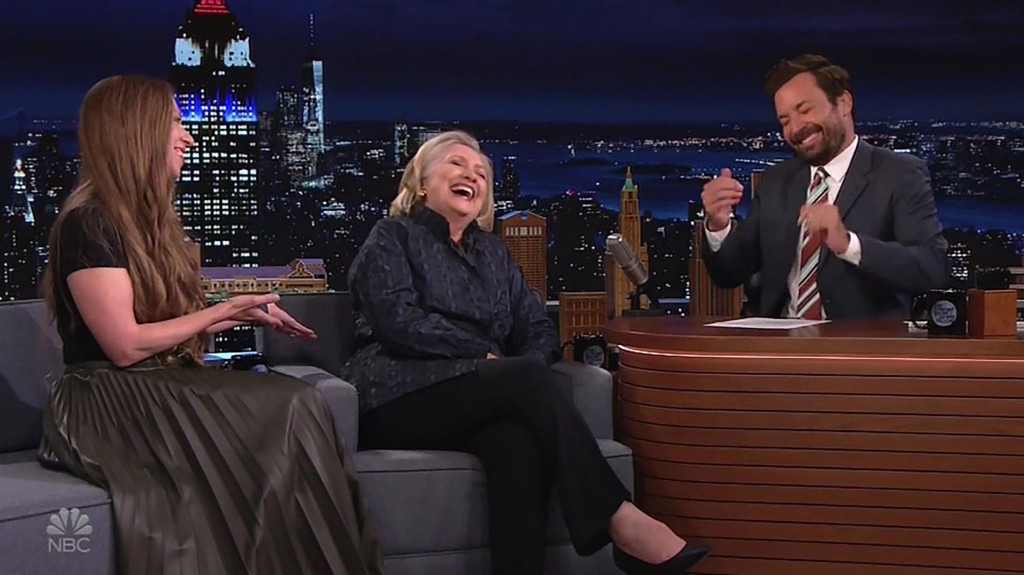 Hillary Clinton with daughter Chelsea on Jimmy Fallon's The Tonight Show