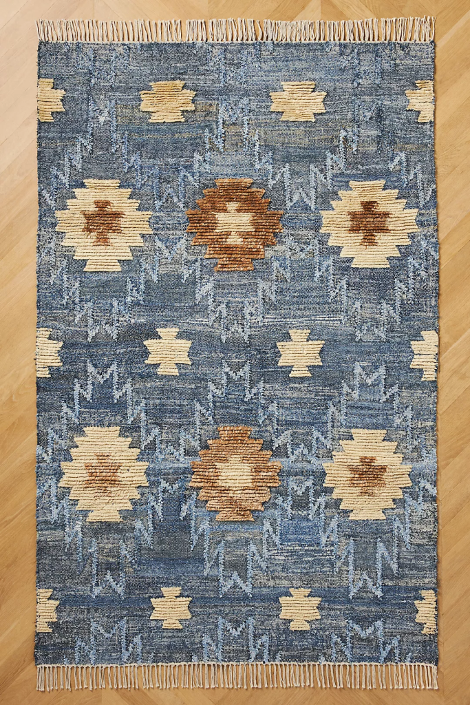 Trail Upcycled Denim Rug - Antropologie - Cabincore