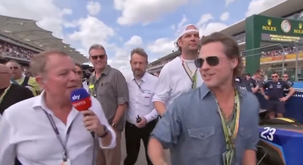 Martin Brundle tries to interview Brad Pitt 