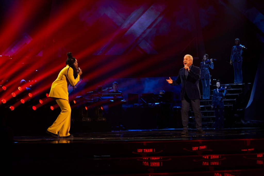 Editorial use only Mandatory Credit: Photo by ITV/Rachel Joseph/REX/Shutterstock (13503715av) The Final: Team Tom: Anthonia Edwards and Sir Tom Jones perform. 'The Voice UK' TV Show, Series 6, Episode 9 UK - 29 Oct 2022 The Voice UK, is a British ITV singing competition television series, which employs a panel of four coaches who critique the artists' performances and guide their teams of selected artists through the remainder of the series. This year's coaches are will i am, Anne-Marie, Sir Tom Jones and Olly Murs.