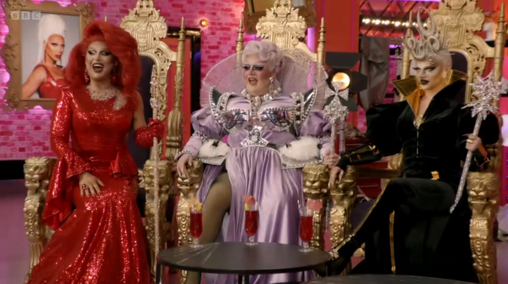 The Vivienne, Lawrence Chaney and Krystal Versace on Drag Race UK