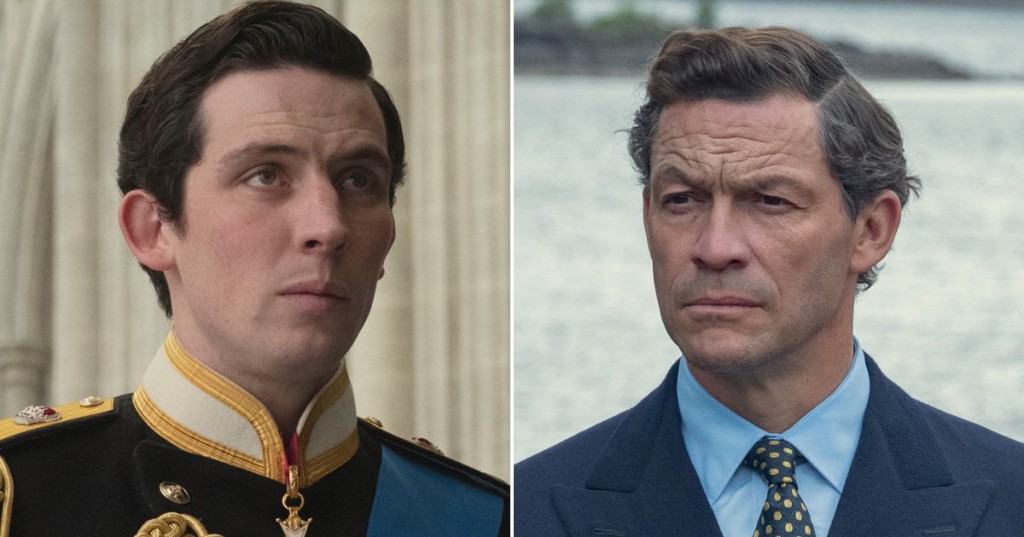 Josh O' Connor; Dominic West as Charles in The Crown