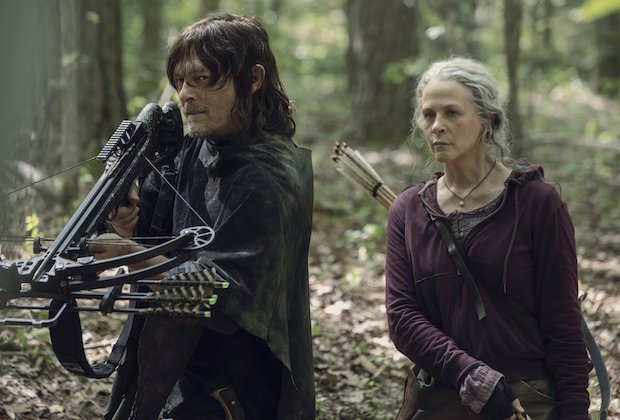 Norman Reedus as Daryl Dixon and Melissa McBride as Carol Peletier in The Walking Dead