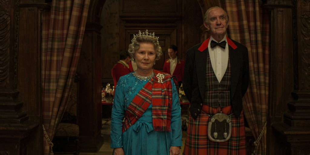 Imelda Staunton as Queen Elizabeth II (left) and Jonathan Pryce as Prince Philip