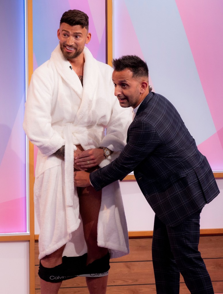 Editorial use only. This image contains nudity. Mandatory Credit: Photo by Ken McKay/ITV/Shutterstock (13629049a) Jake Quickenden, Dr Amir Khan 'Loose Men' TV show, London, UK - 18 Nov 2022