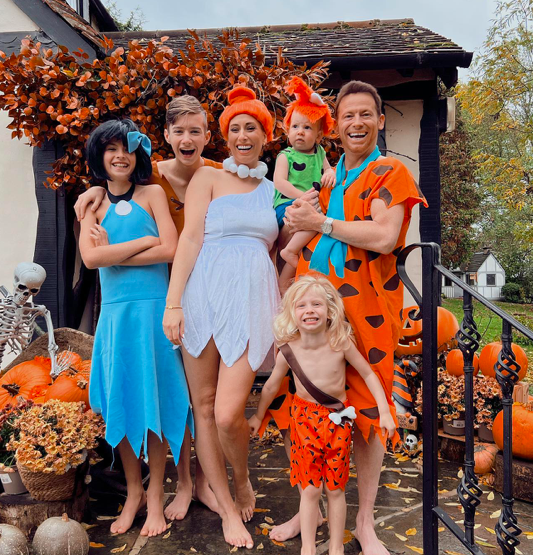 Stacey Solomon and Joe Swash make Halloween a family affair as kids dress up as Flintstones