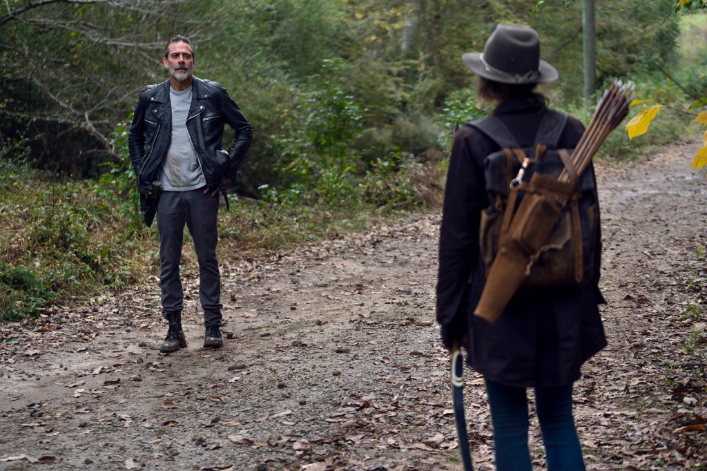 Jeffrey Dean Morgan as Negan and Lauren Cohan as Maggie in The Walking Dead