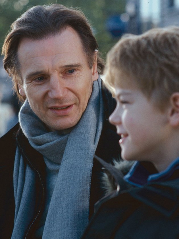 Liam Neeson in character as Daniel in Love Actually