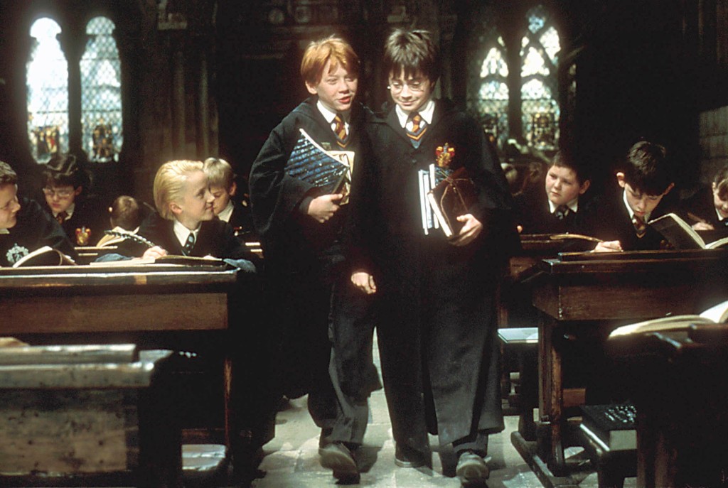 Tom Felton, Rupert Grint and Daniel Radcliffe in Harry Potter And The Philosopher's Stone