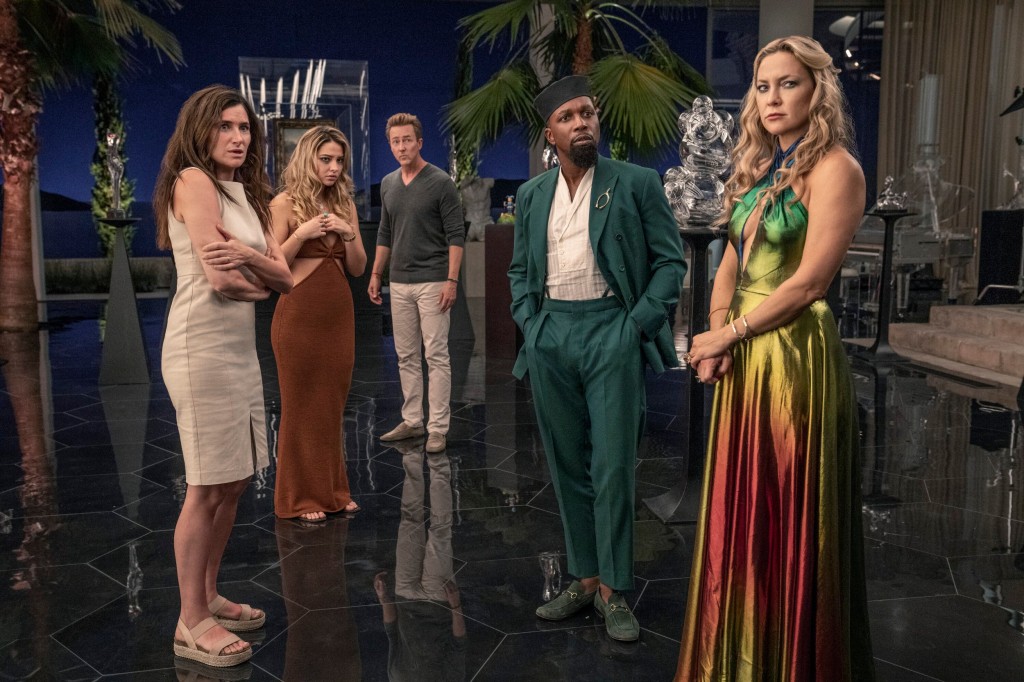 Kathryn Hahn, from left, Madelyn Cline, Edward Norton, Leslie Odom Jr. and Kate Hudson in a scene from 