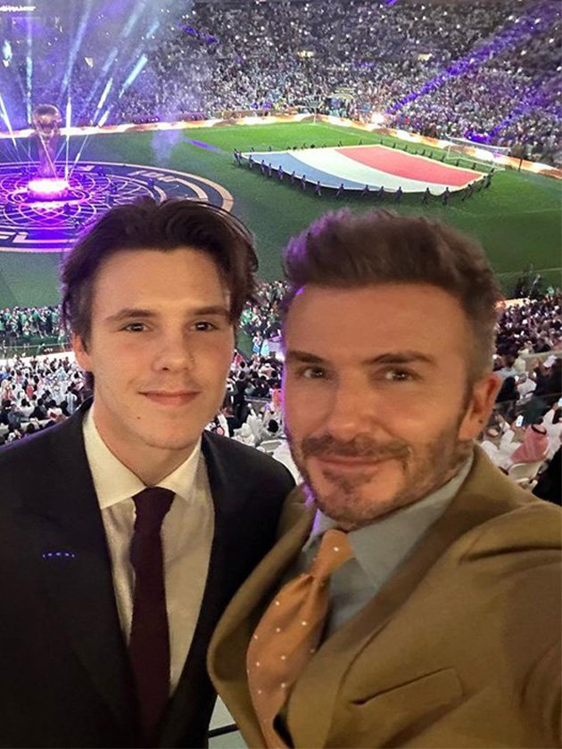 David Beckham with Cruz Beckham at Qatar World Cup final