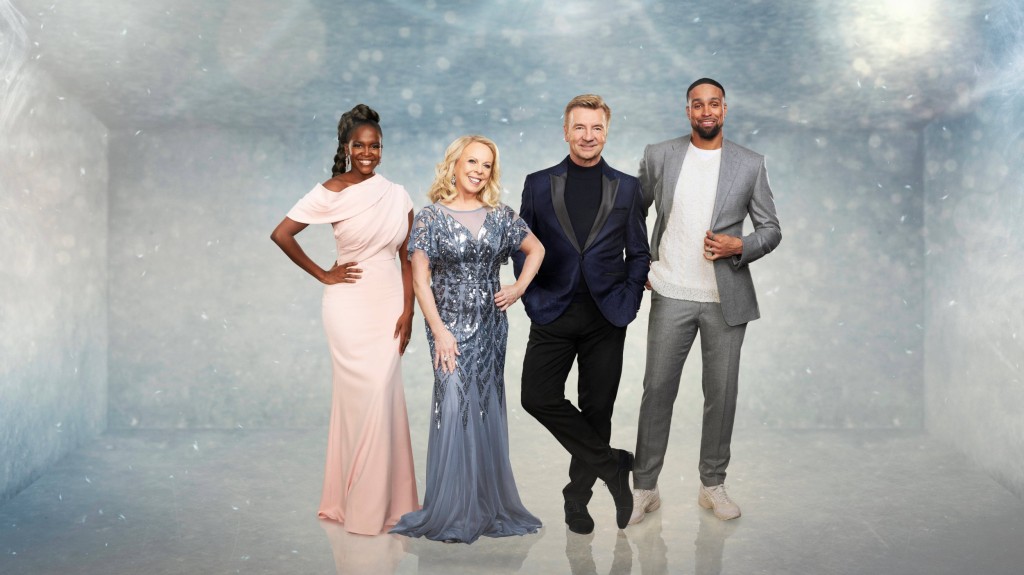 STRICT EMBARGO - NO USE BEFORE 21:00GMT (9PM GMT) TUESDAY 3RD JANUARY 2023. Editorial Use Only. Mandatory Credit: Photo by Matt Frost/ITV/Shutterstock (13682841a) Otlile Mabuse, Jayne Torvill, Christopher Dean and Ashley Banjo. 'Dancing On Ice' TV Show, Judges, Series 15, UK - 03 Jan 2023