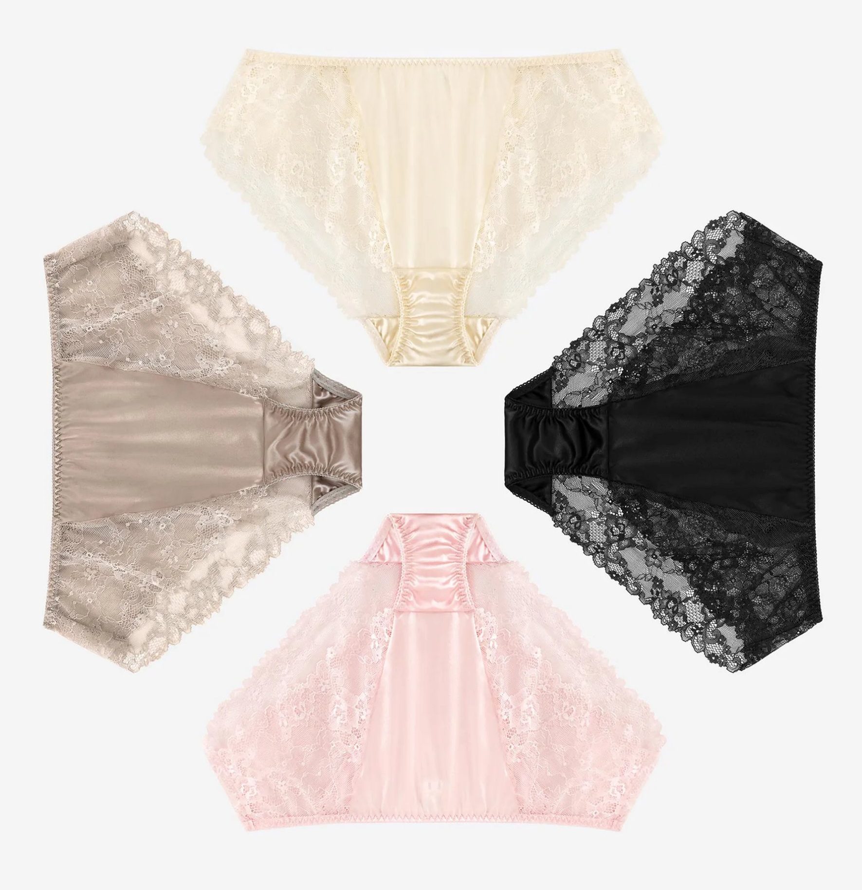 LilySilk Lace-Trimmed Mid-Waist Silk Underwear - £39