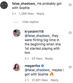 Megan Fox Instagram comment