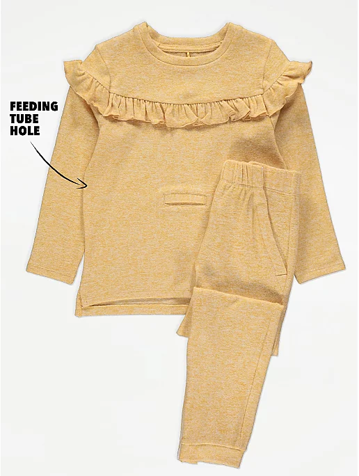 Easy On Adaptive Yellow Soft Knit Top and Joggers Outfit With Feeding Tube Access – £14