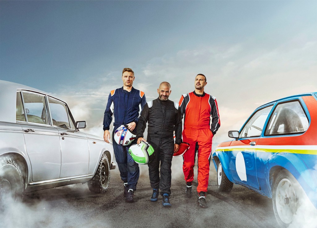 Top Gear presenters Freddie Flintoff, Chris Harris and Paddy McGuinness.
