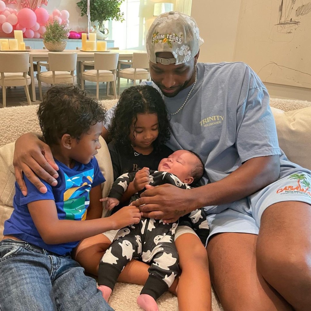 Tristan Thompson with his children