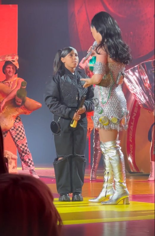 Katy Perry and North onstage. 