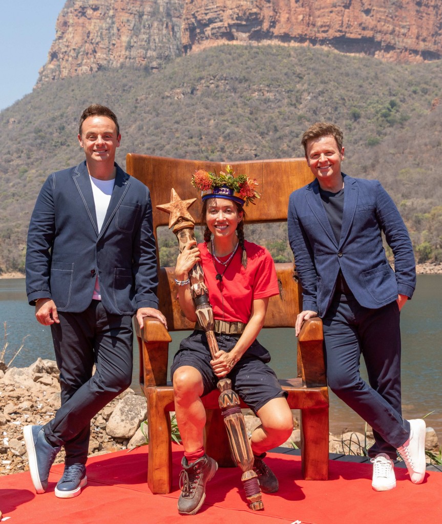 Myleene Klass with Ant and Dec after becoming the winner of I'm a Celebrity South Africa