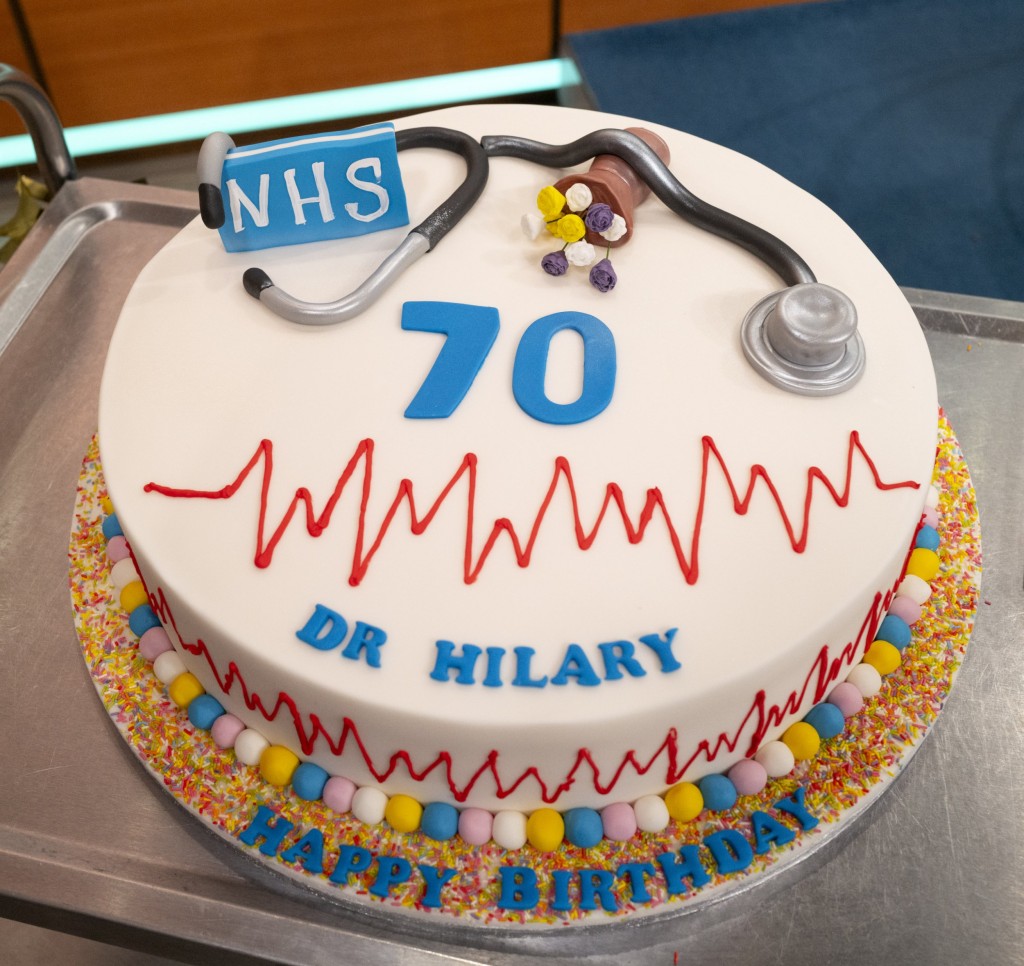 Dr Hilary Jones 70th Birthday cake 'Good Morning Britain' TV show, London, UK - 19 Jun 2023