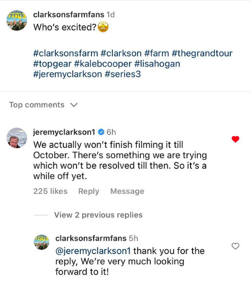 Clarkson's Farm fan Instagram