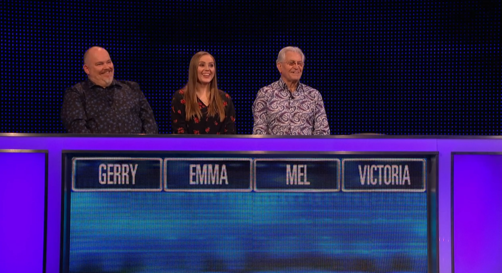 The Chase contestants named Gerry, Emma, Mel, and Victoria