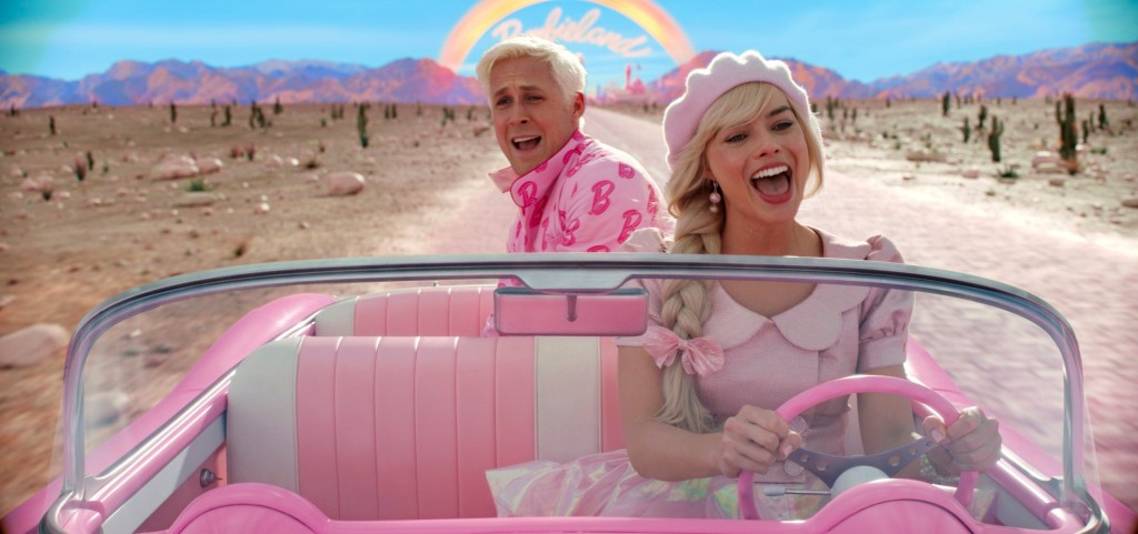 Margot Robbie and Barbie and Ryan Gosling as Ken