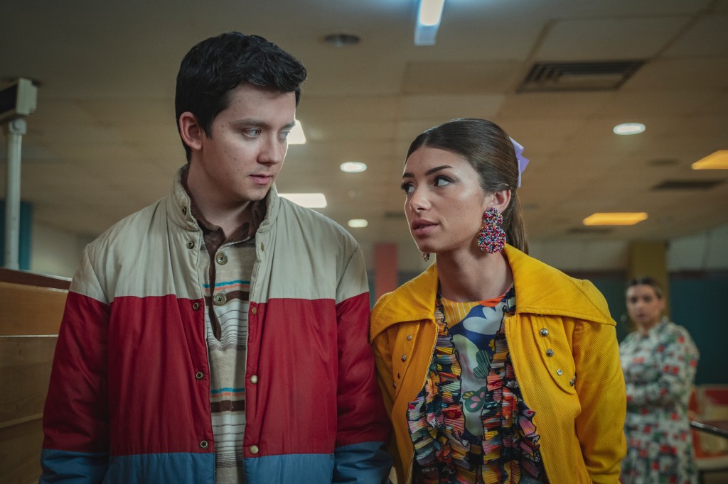Asa Butterfield and Mimi Keene in Sex Education