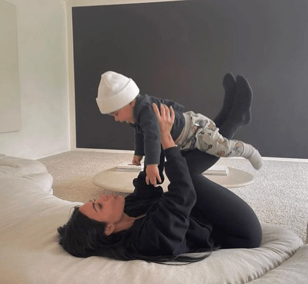 The 42-year-old played with her nephew in a series of cute snaps (Picture: Kim Kardashian/ Instagram)