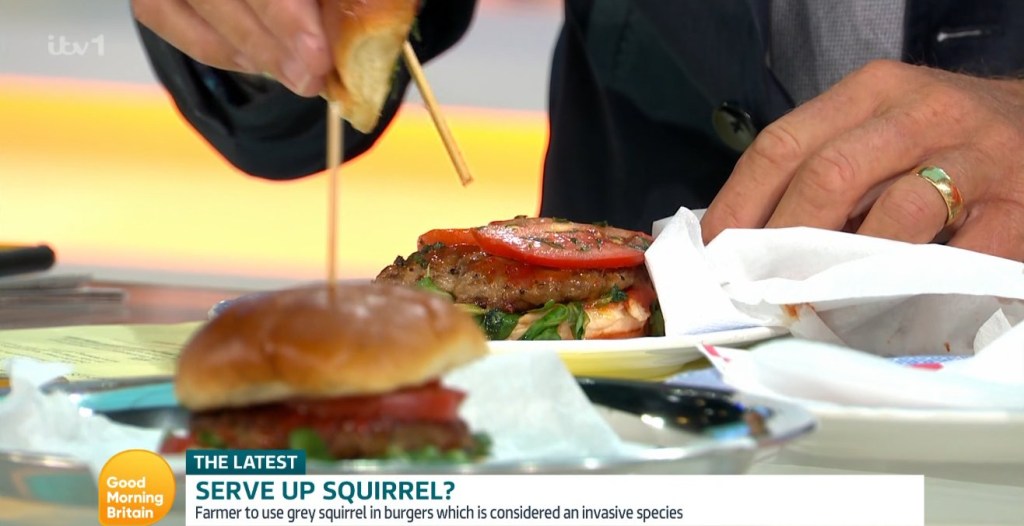 Richard Madeley eats squirrel burger