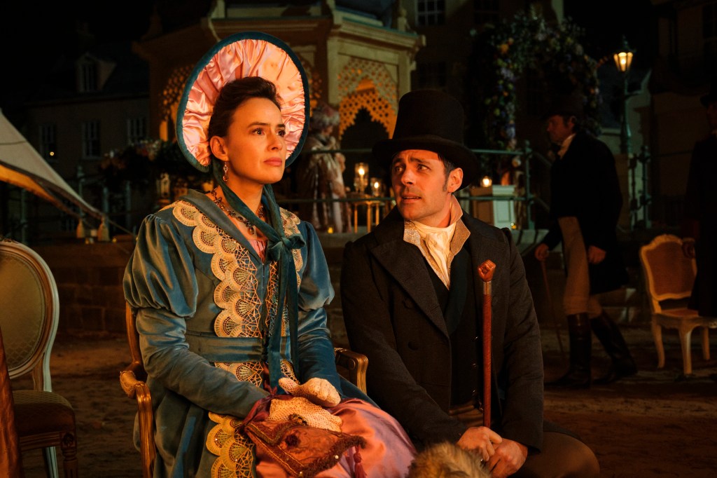 Sophie Winkleman as Lady Susan and Liam Garrigan as Samuel Colbourne in Sanditon season 3